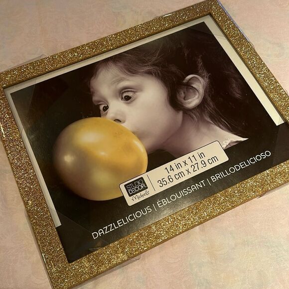 Frame Art Picture Dazzlelicious Gold Glitter 14” X 11” - Picture 1 of 9